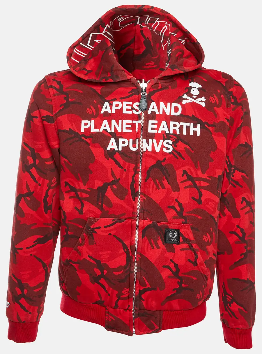 AAPE by A Bathing Ape Red camouflage Graphic Print Jersey Reversible Jacket M