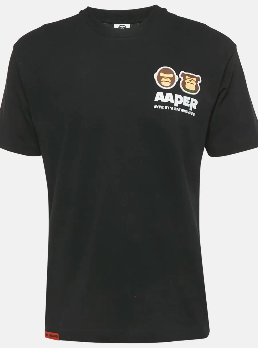 AApe by A Bathing Ape Black Jersey Apper Applique T-Shirt S