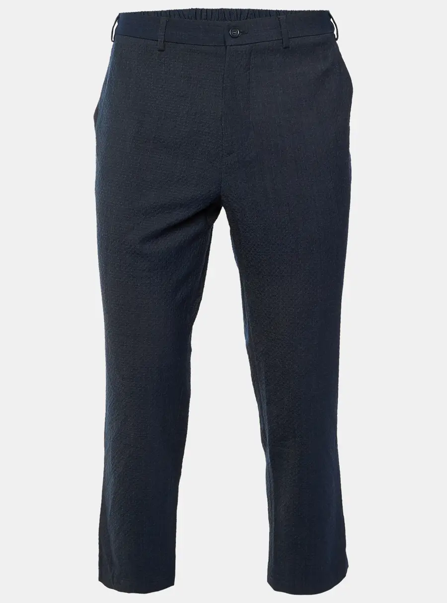 Adolfo Dominguez Navy Blue Textured Wool Blend Pants L/Waist 33"