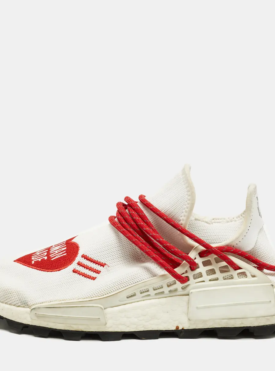 Adidas NMD HU Pharrell Human Made Size 42 White/Red Knit Fabric Lace Up Sneakers