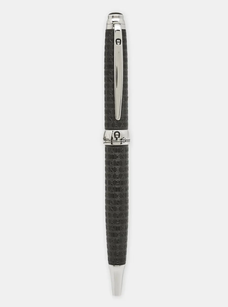 Aigner Logo Resin Enamel Silver Tone Ballpoint Pen