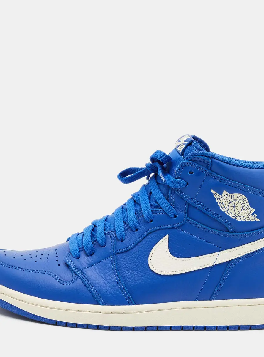 Air Jordans Blue Leather Air Jordans 1 Retro High Top Sneakers Size 44