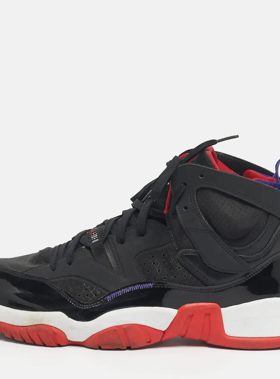 Air Jordans Jordan Jumpman Size 47.5 Black Leather, Mesh and Patent Leather High Top Sneakers