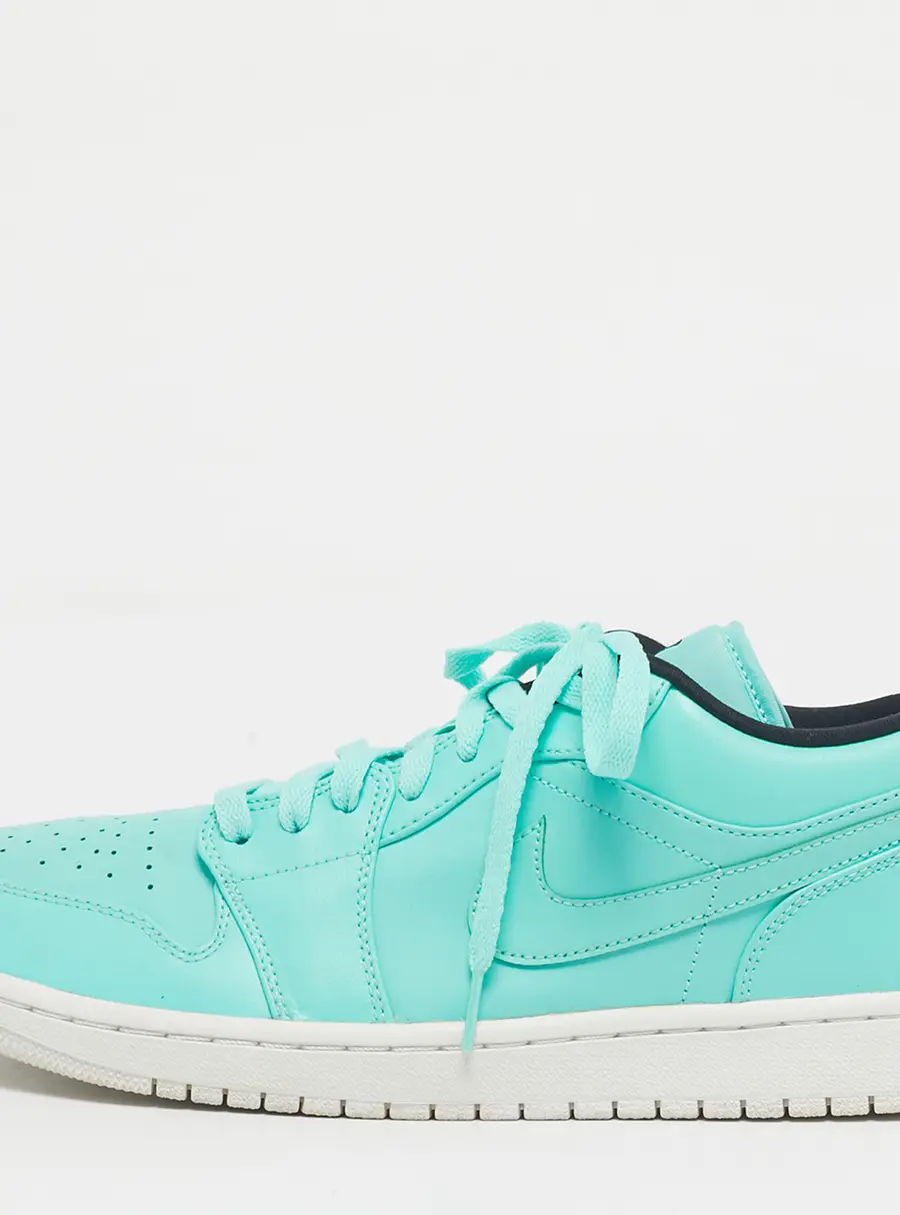 Air Jordans Green Leather Jordan 1 Low Hyper Turquoise Sneakers Size 44