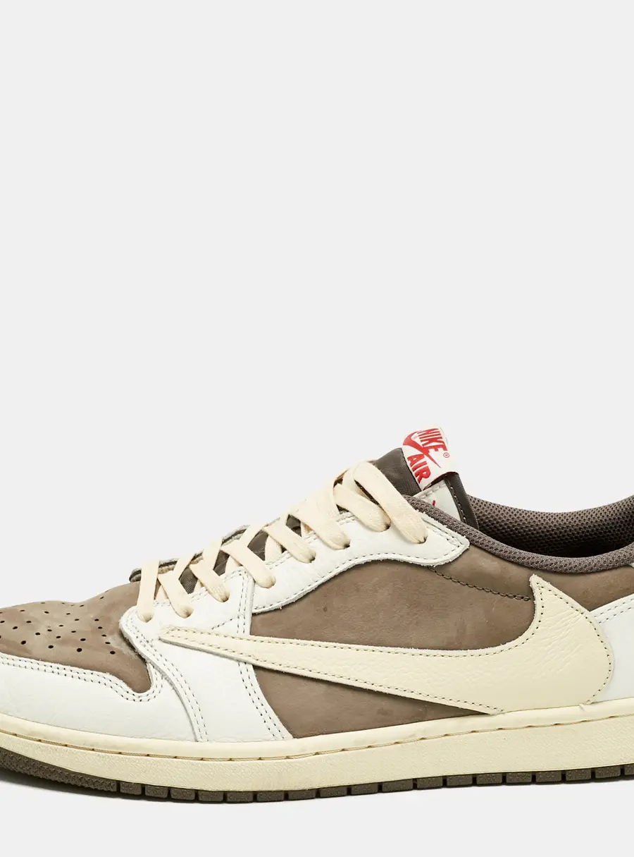 Air Jordans Multicolor Leather Jordan 1 Retro Low OG SP Travis Scott Reverse Mocha Sneakers Size 45.5