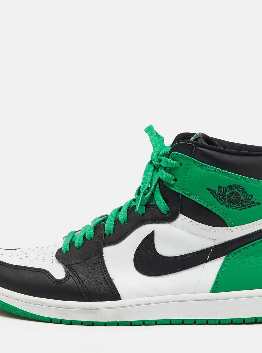 Air Jordans Green/Black Leather Jordan 1 Retro High OG Lucky Green Sneakers Size 45