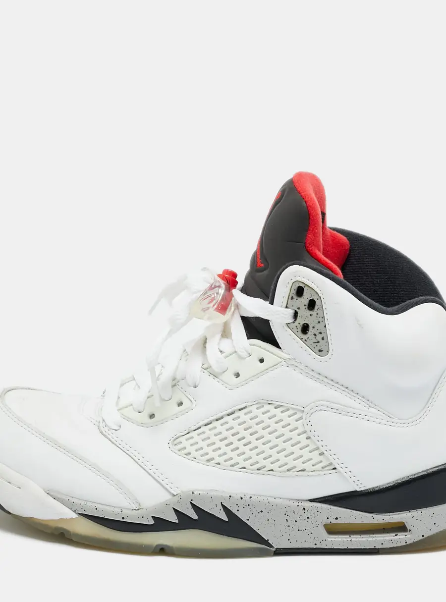 Air Jordans Jordan 5 Retro Size 43 White Leather High Top Sneakers