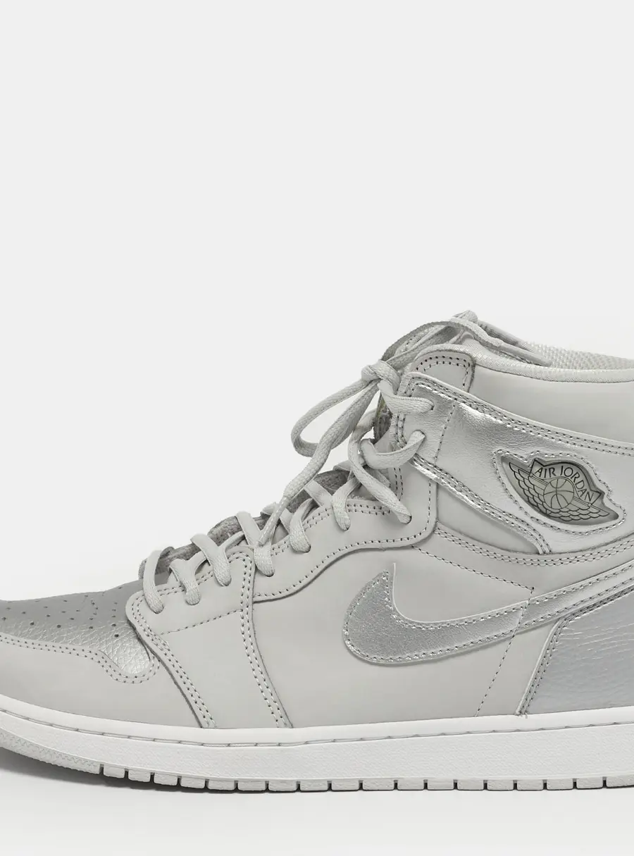 Air Jordans Jordan 1 Retro CO.JP Neutral Grey Size 45.5 Grey/Silver Nubuck and Leather High Top Sneakers