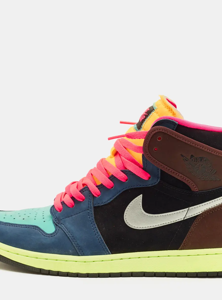Air Jordans Jordan 1 Retro Tokyo Bio Hack Size 45.5 Multicolor Nubuck Leather High Top Sneakers