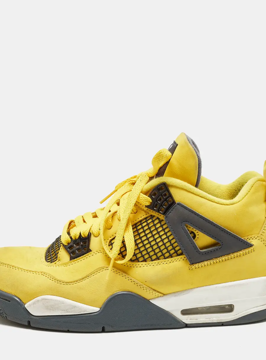 Air Jordans 4 Retro Size 45 Yellow Nubuck Leather High Top Sneakers