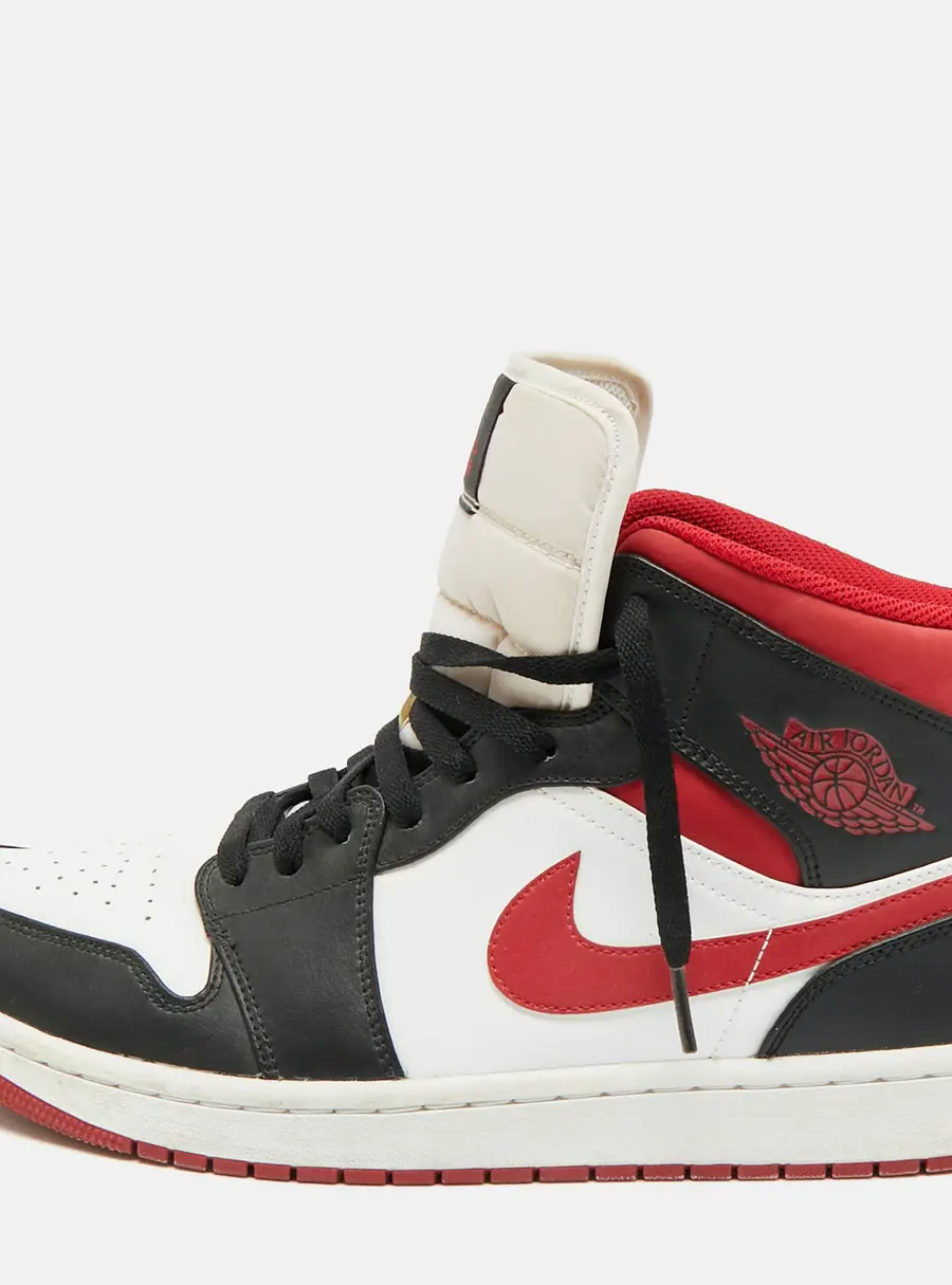 Air Jordans 1 Mid Gym Red Size 46 White/Black Fabric and Leather Mid Top Sneakers