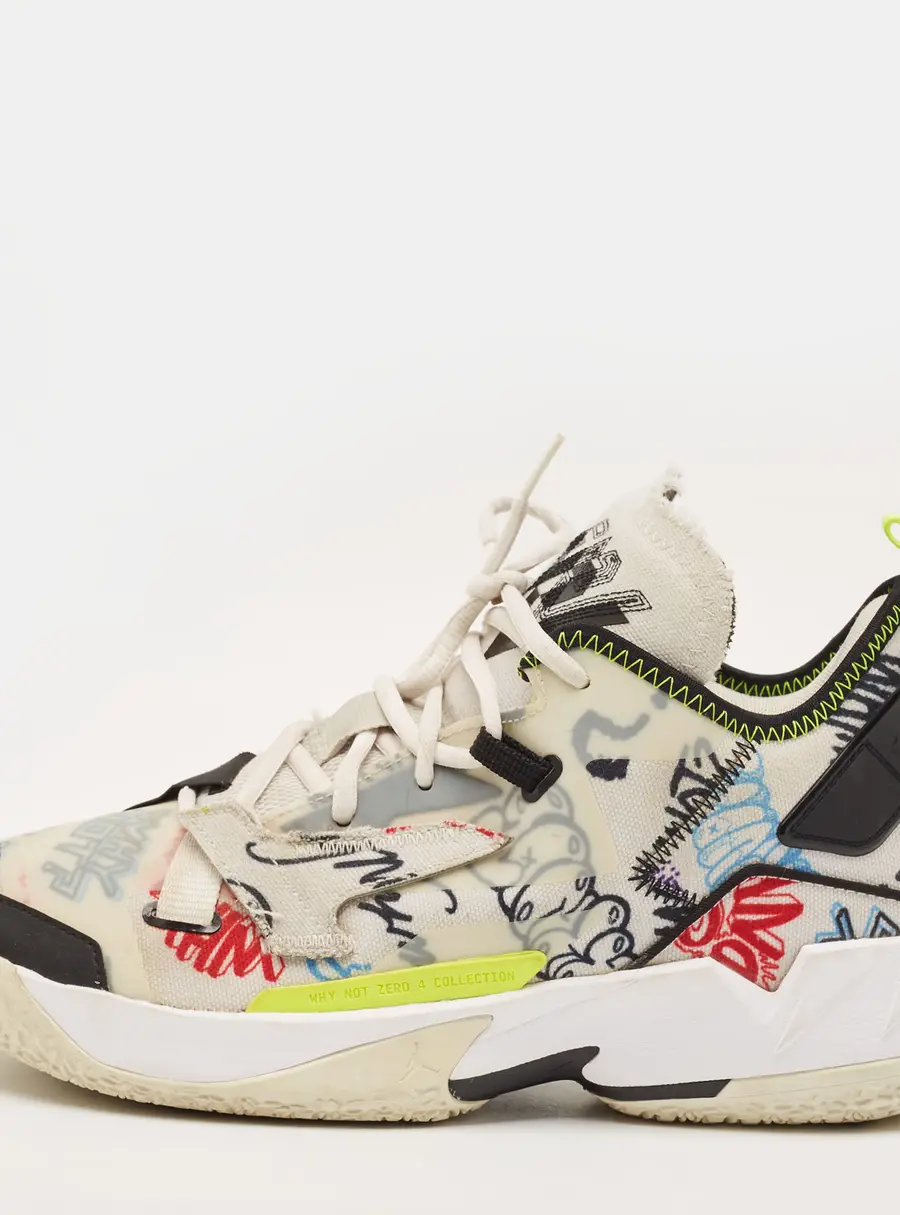 Air Jordans Why Not Zer0.4 Size 44 Multicolor Canvas Graffiti basketball Lace Up Sneakers