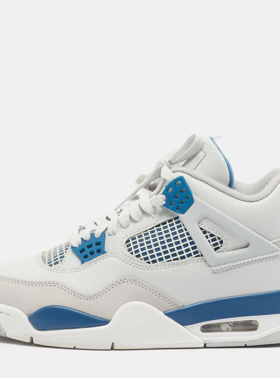 Air Jordans 4 Retro Size 42 Military Blue/Grey Leather and Nubuck Leather Lace Up Sneakers