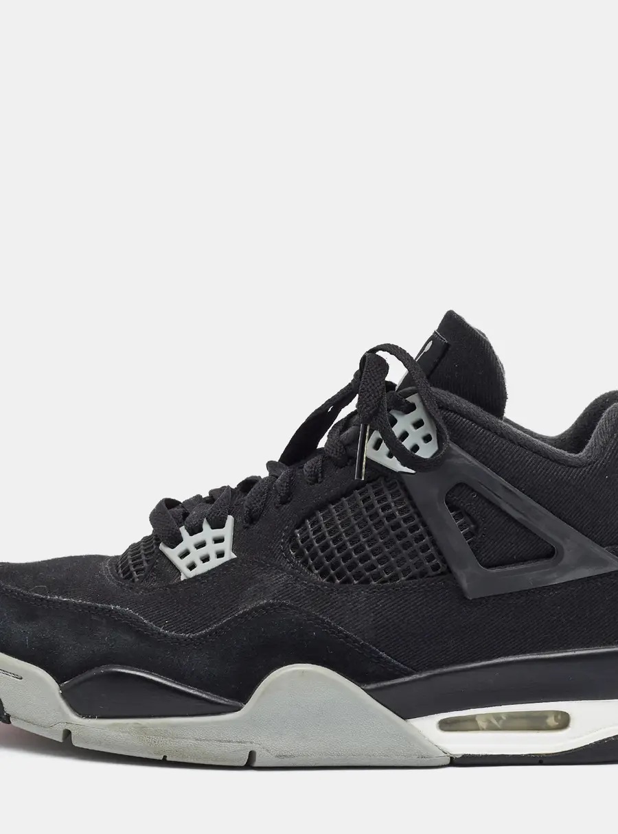Air Jordans Jordan 4 Retro Size 44 Black Canvas and Suede Lace Up Sneakers