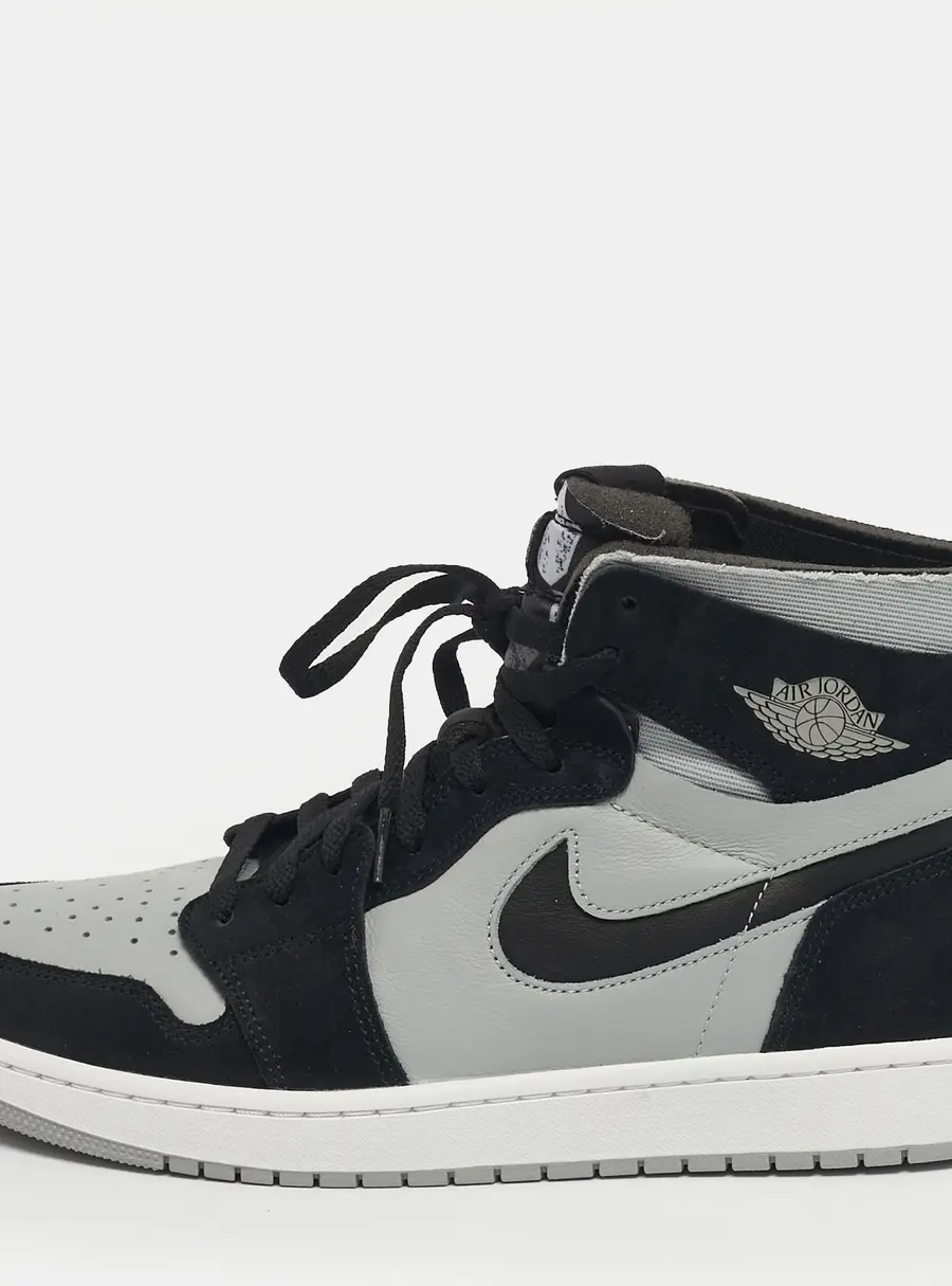 Air Jordan 1 Zoom Size 46 Black/Grey Leather and Suede High Top Sneakers