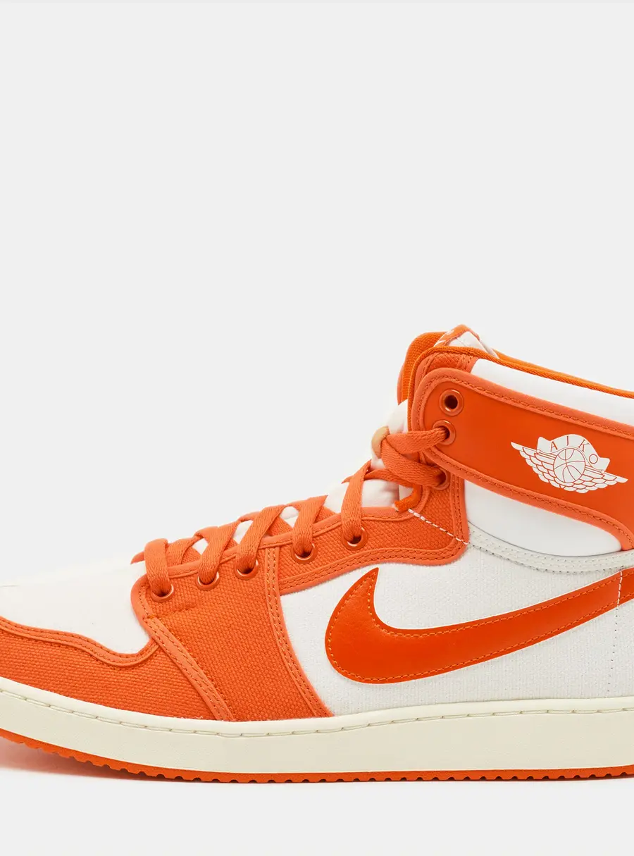 Air Jordans Jordan 1 Retro AJKO Rush Orange Size 46 Orange/White Canvas and Leather High Top Sneakers