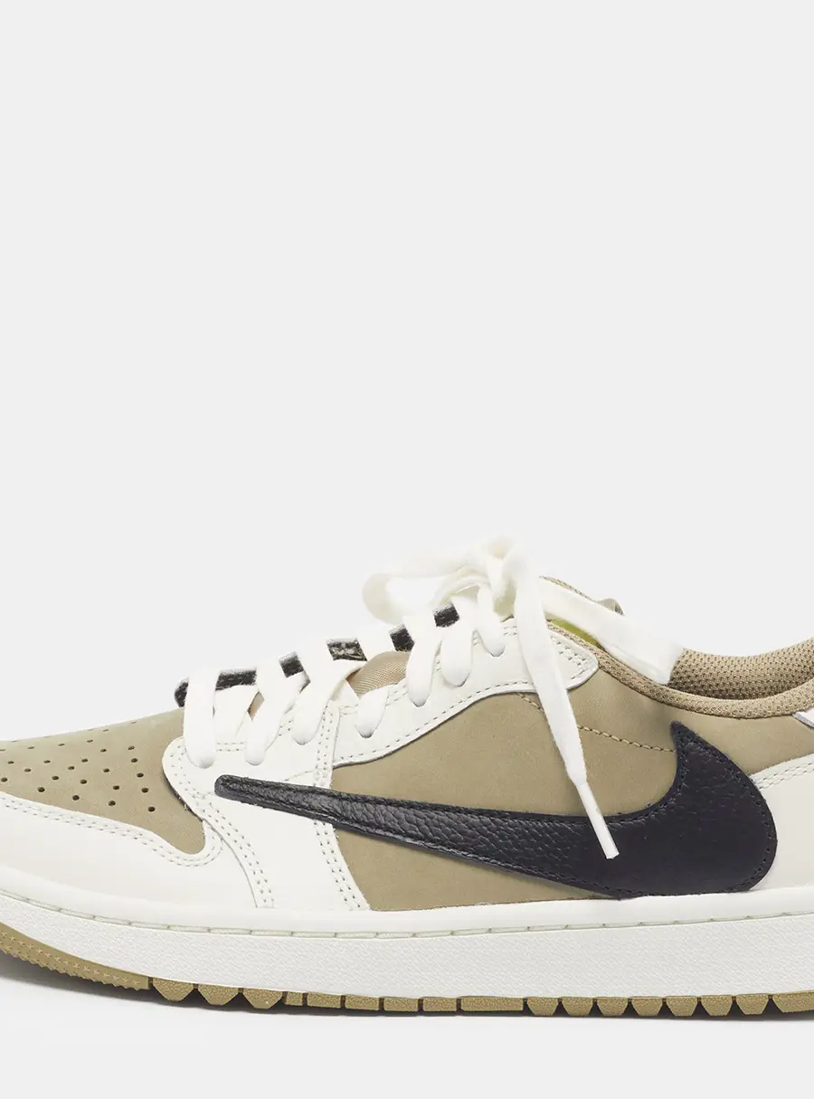 Air Jordans Jordan 1 Retro Golf Travis Scott Neutral Olive Size 39 Multicolor Nubuck and Leather Low Top Sneakers