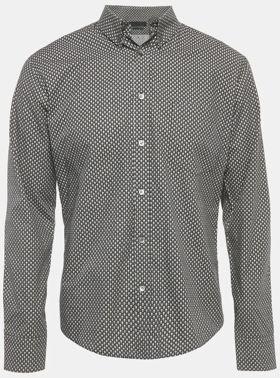 Alexander McQueen Black Skull Print Cotton Long Sleeve Shirt M