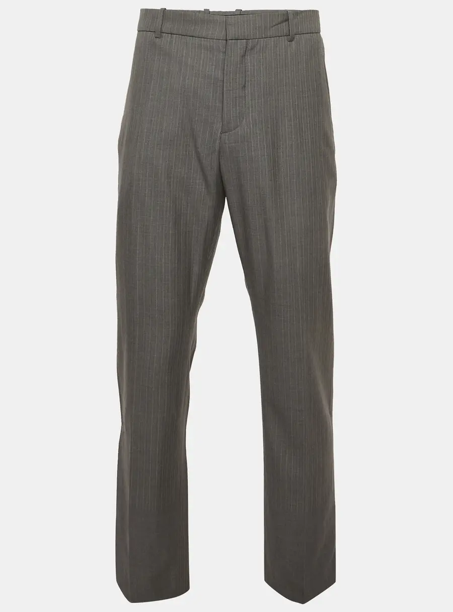 Alexander McQueen Grey Striped Wool Trousers L