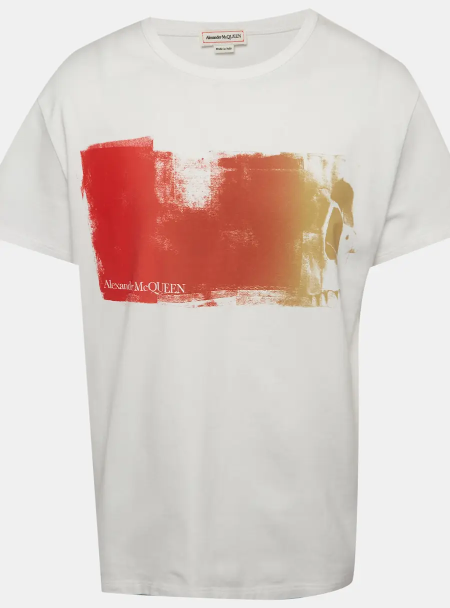 Alexander McQueen White Print Cotton Crewneck T-Shirts M