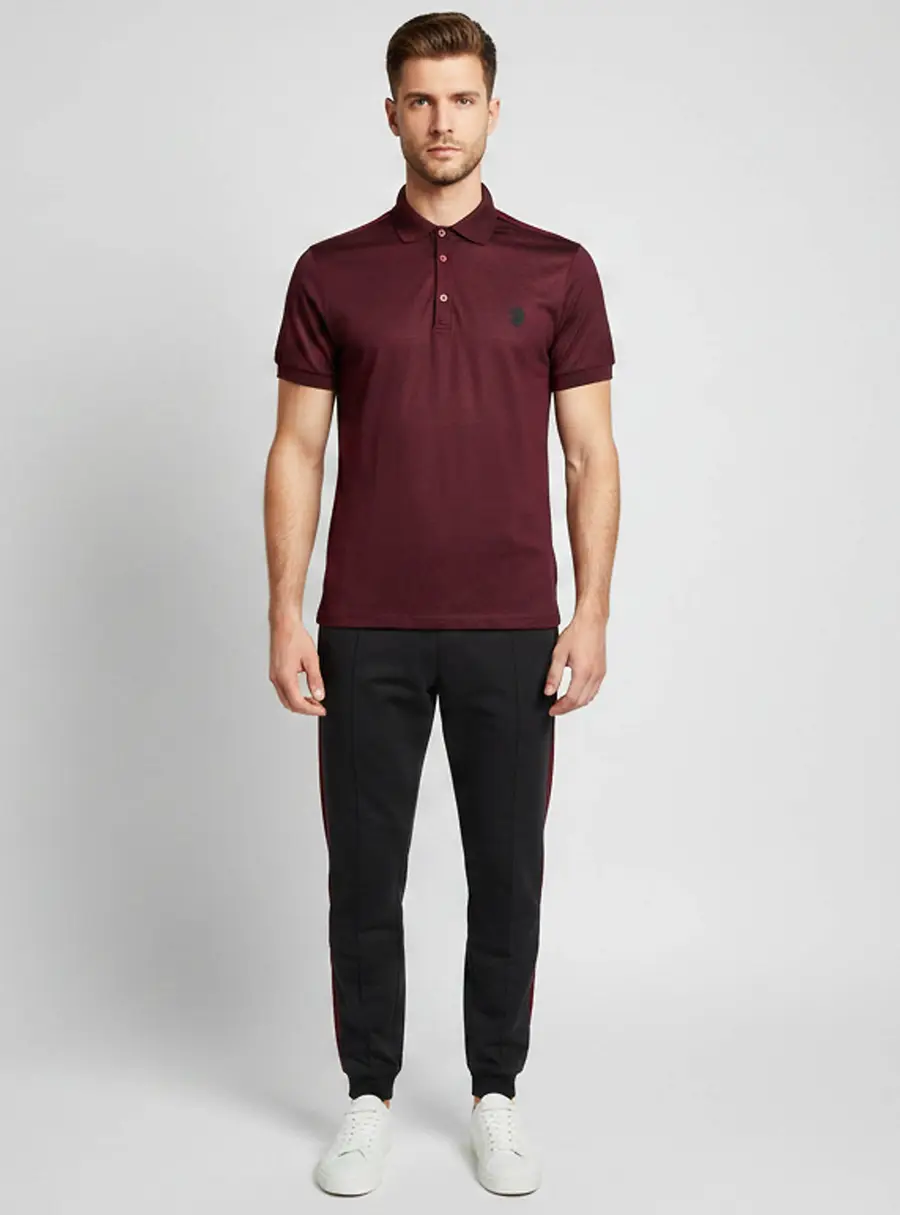 Alexander McQueen Burgundy Cotton Polo T-Shirt & Jogger Pants Set M/XXL