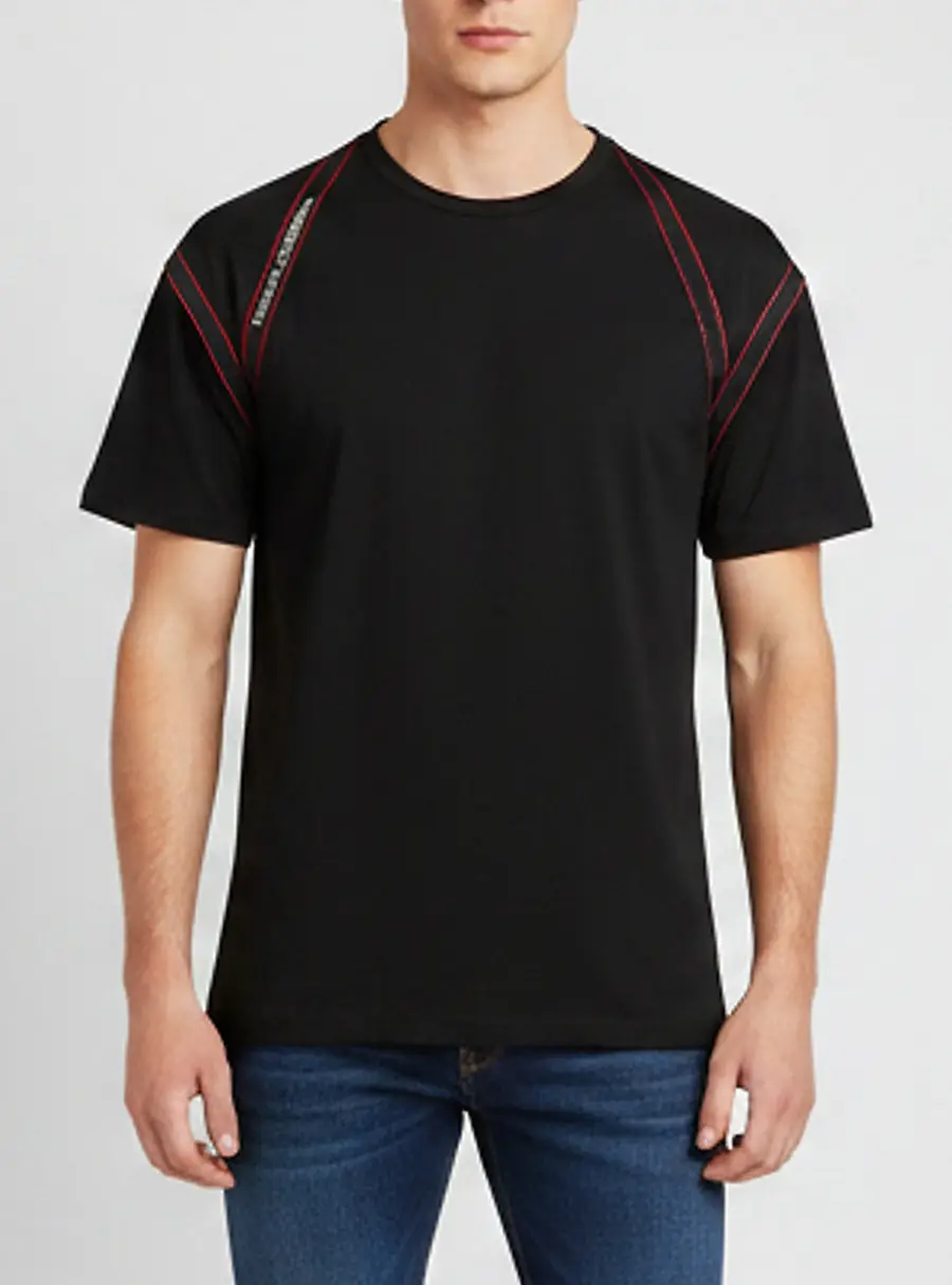 Alexander McQueen Black Cotton Logo Taping Harness T-Shirt XL