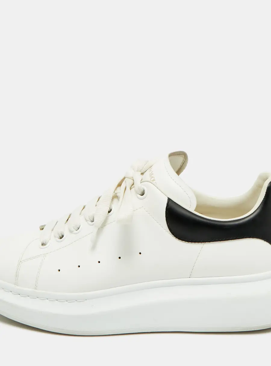 Alexander McQueen White/Black Leather Oversized Sneakers Size 43