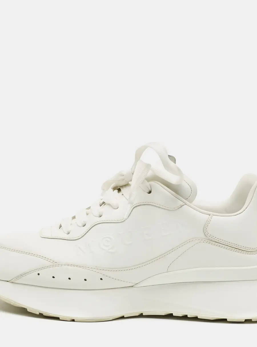 Alexander McQueen Sprint Runner Size 42 White Leather Lace Up Sneakers