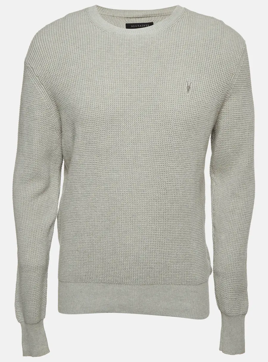 All Saints Grey Cotton Knit Crewneck Trias Sweater S