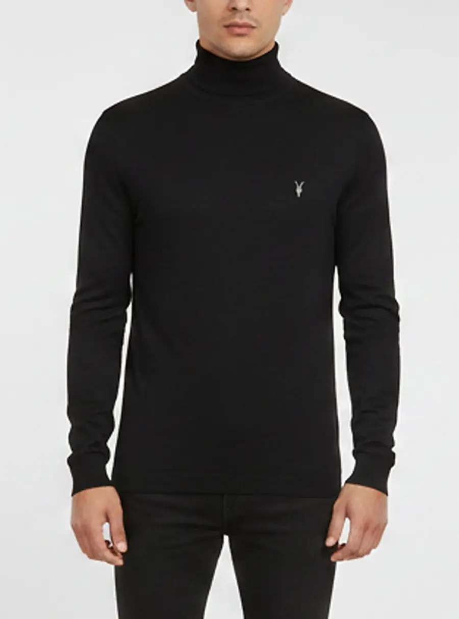 All Saints Black Jersey Parlour Roll Neck Pullover M