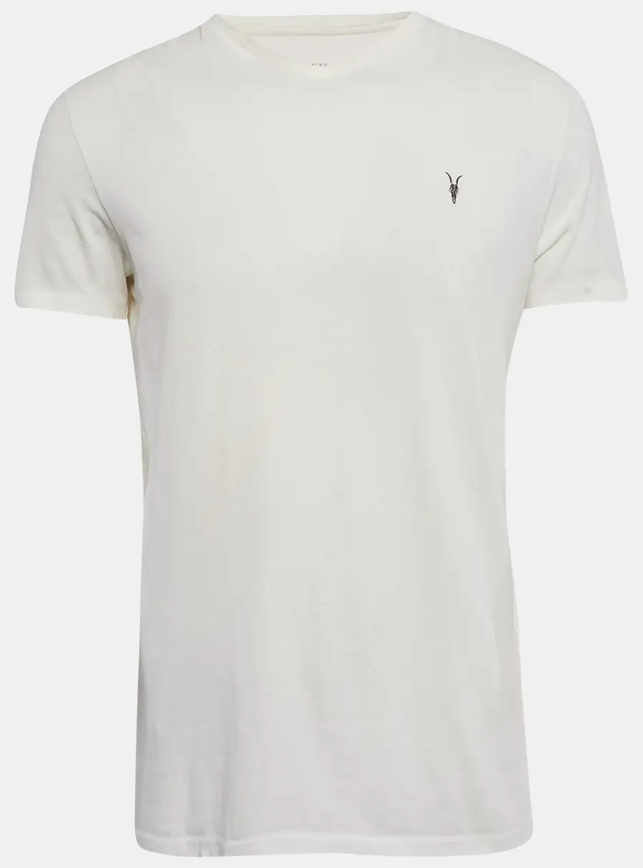 All Saints Off-White Cotton V-Neck T-Shirt M