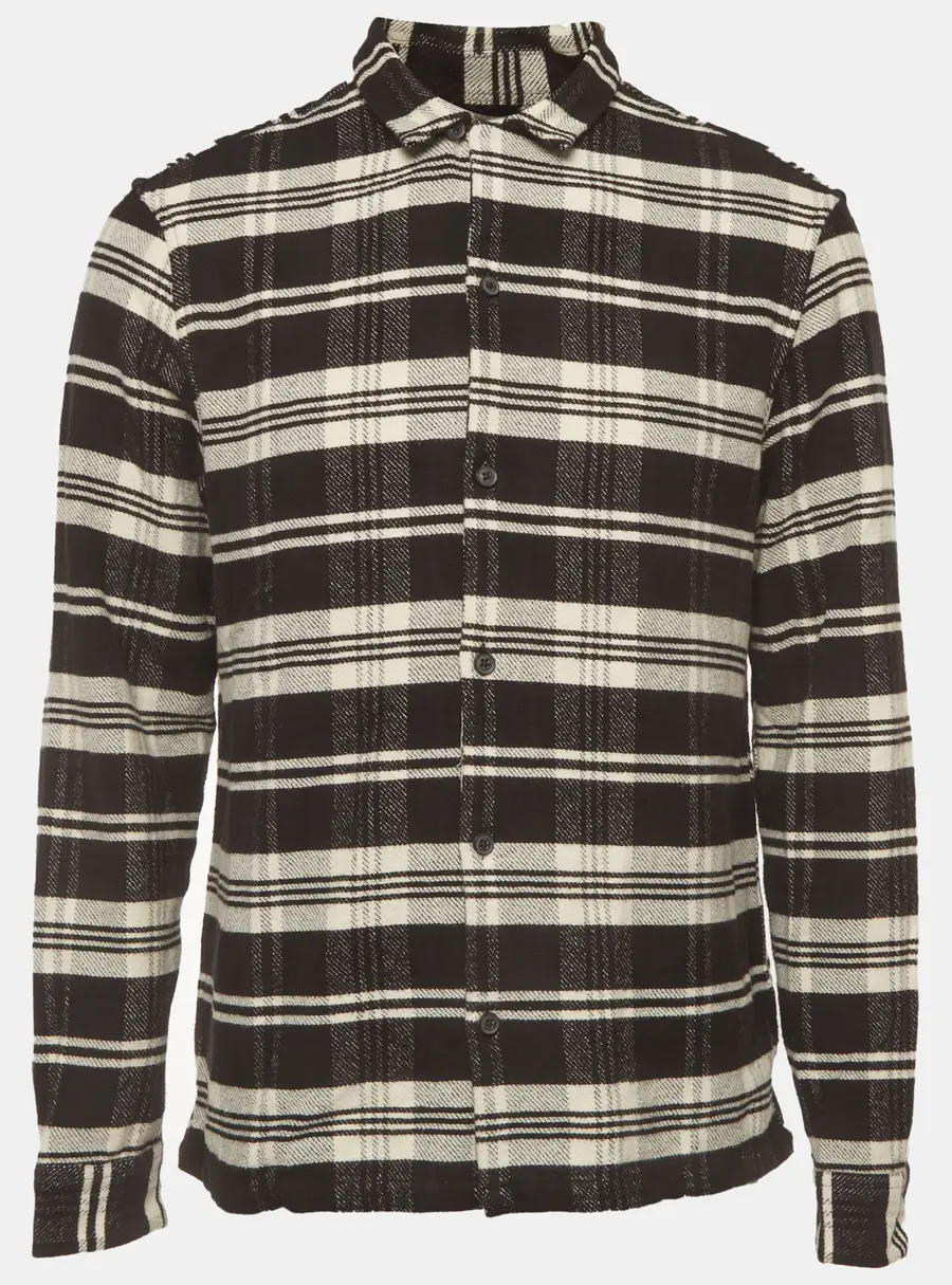 All Saints Black/White Plaid Cotton Button Up Cervino Shirt L
