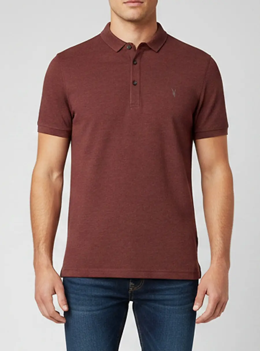 All Saints Burgundy Ramskull Embroidered Cotton Pique Reform Polo T-Shirt M