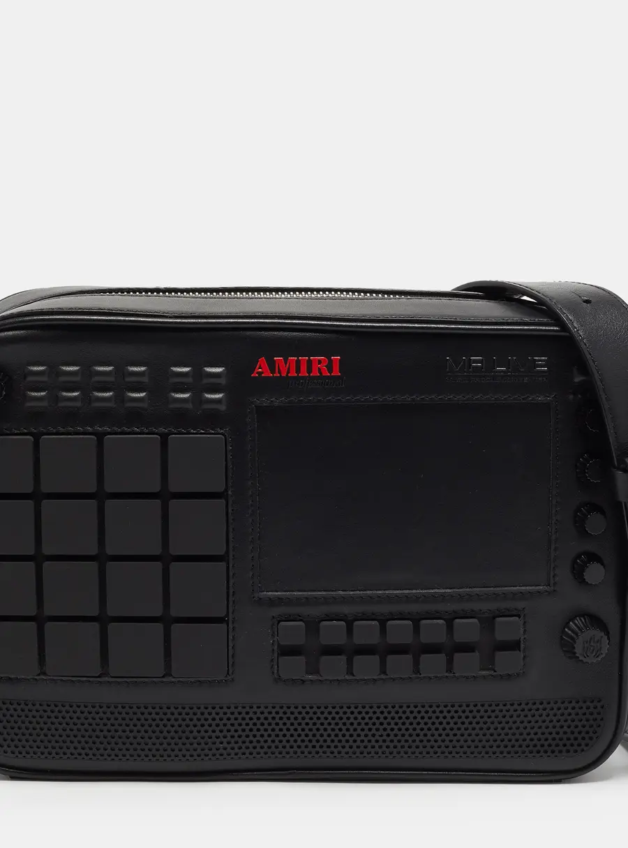 Amiri Drum Machine Black Leather Shoulder Bag