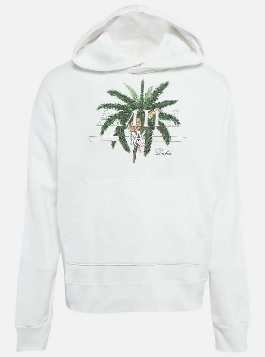 Amiri White Palm Print Cotton Hoodie M
