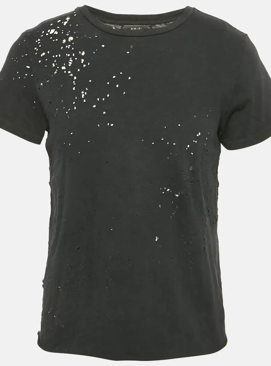 Amiri Black Washed Shotgun Cotton Crew Neck Short Sleeve T-Shirt S