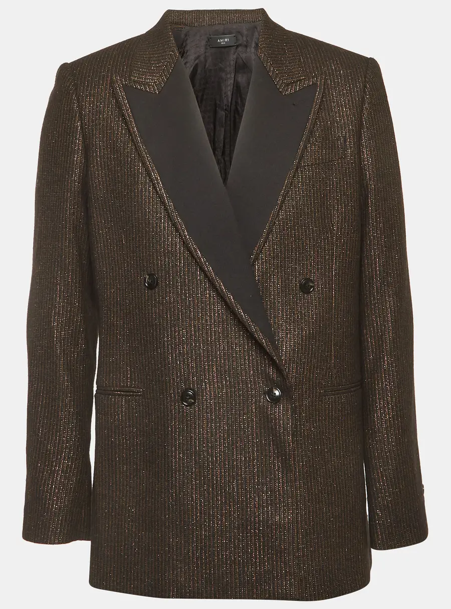 Amiri Black Metallic Striped Double Breasted Blazer M