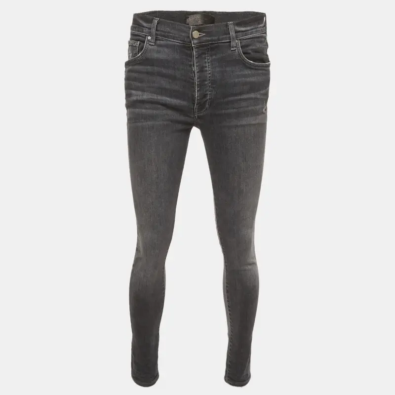 Amiri Grey Distressed Denim Skinny Jeans M/Waist 32"