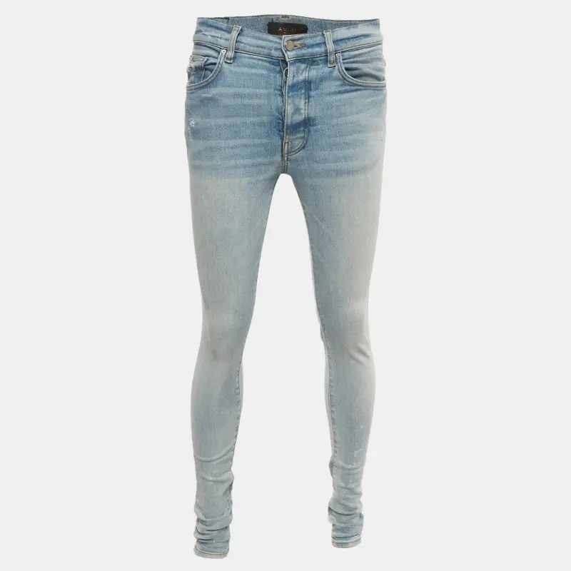 Amiri Blue Denim Distressed Skinny Jeans S/ Waist 31"