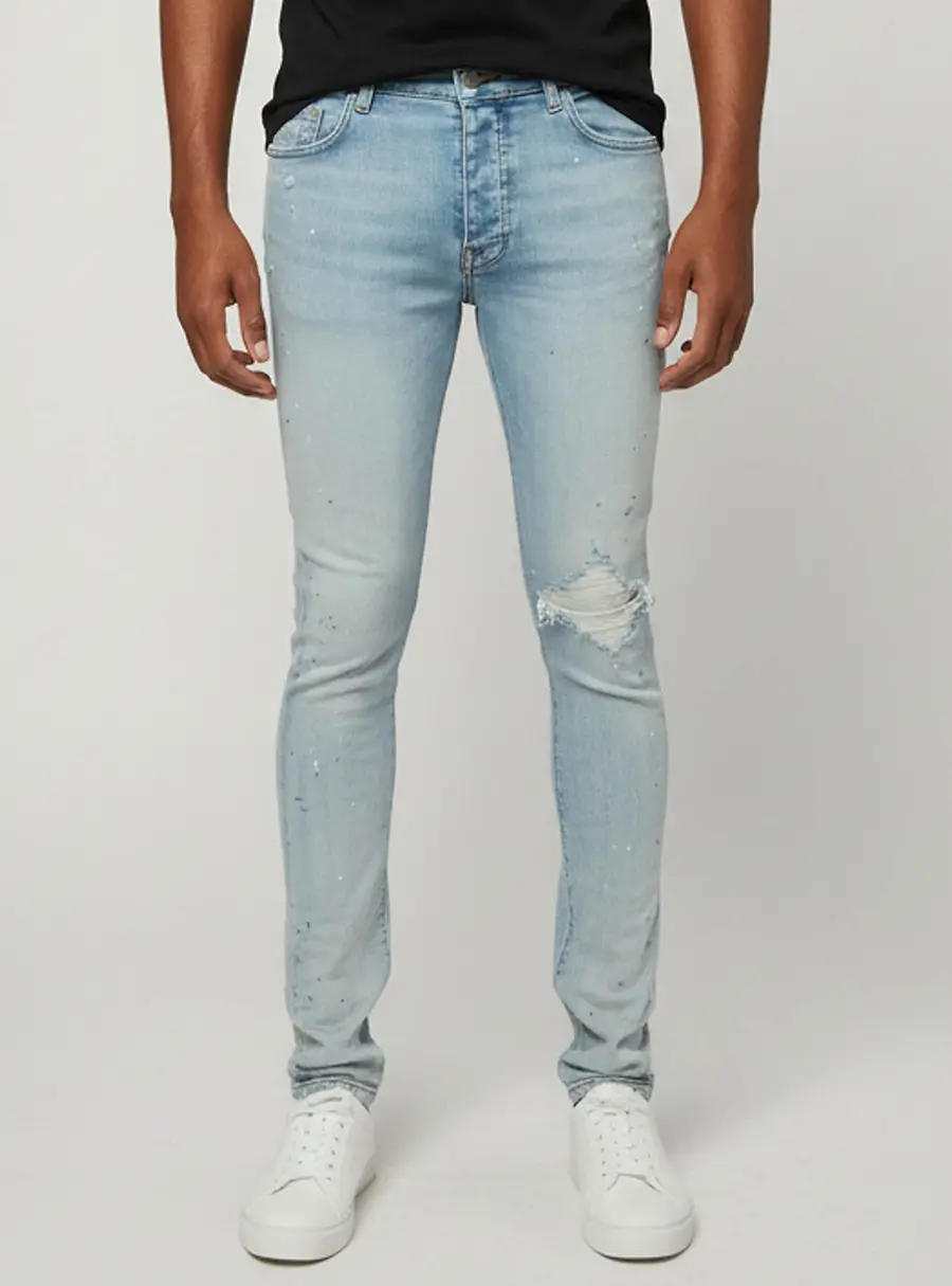 Amiri Blue Denim Distressed Slim Fit Jeans M/ Waist 33"