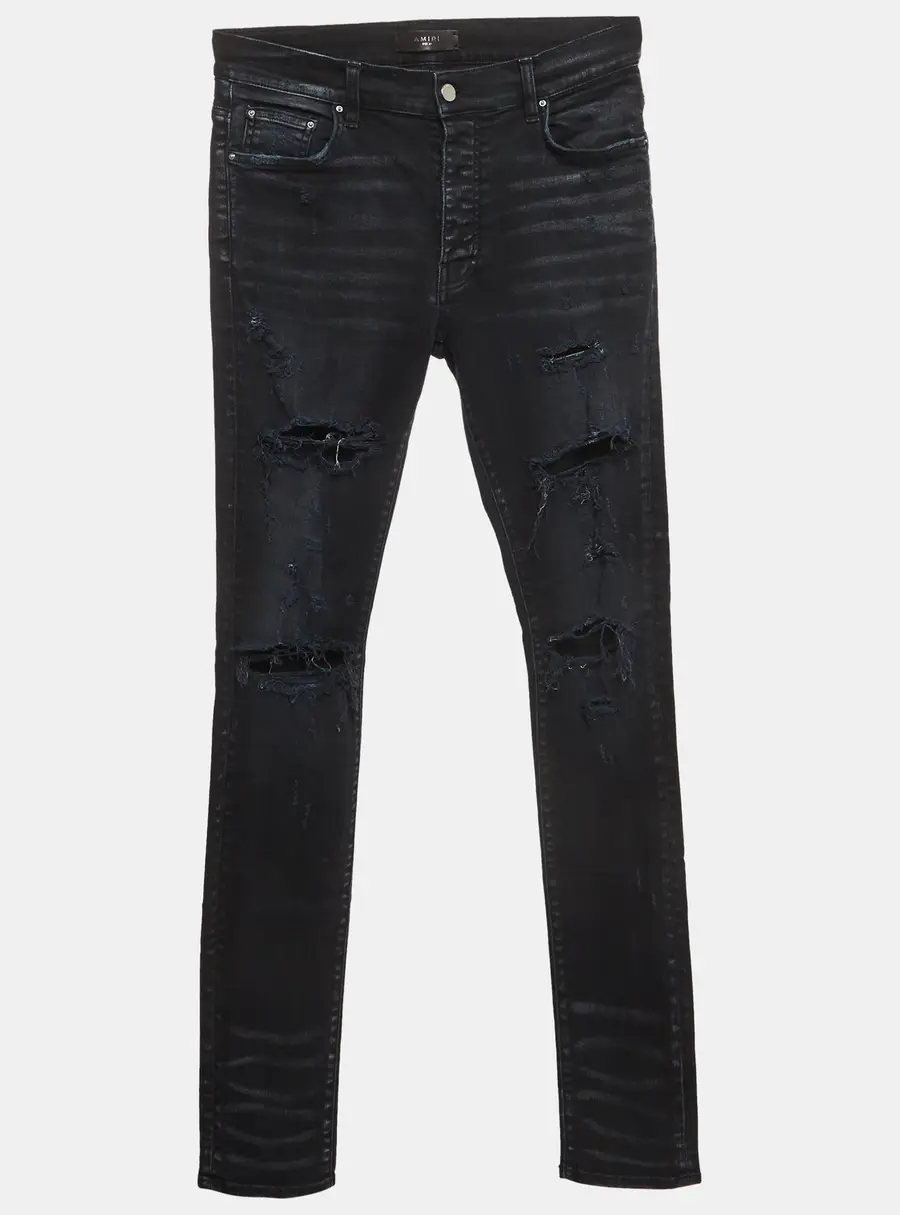 Amiri Black Faded Distressed Ripped Denim Skinny Jeans M/Waist 31"
