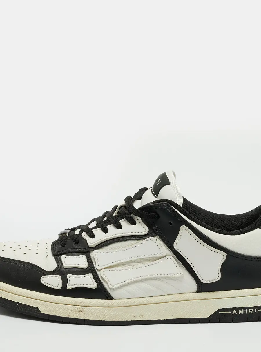 Amiri Skel Size 44 White/Black Leather Low Top Sneakers