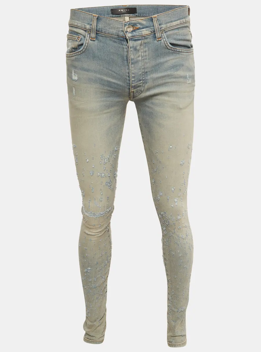Amiri Blue Faded Distressed Denim Skinny Jeans S/Waist 30"
