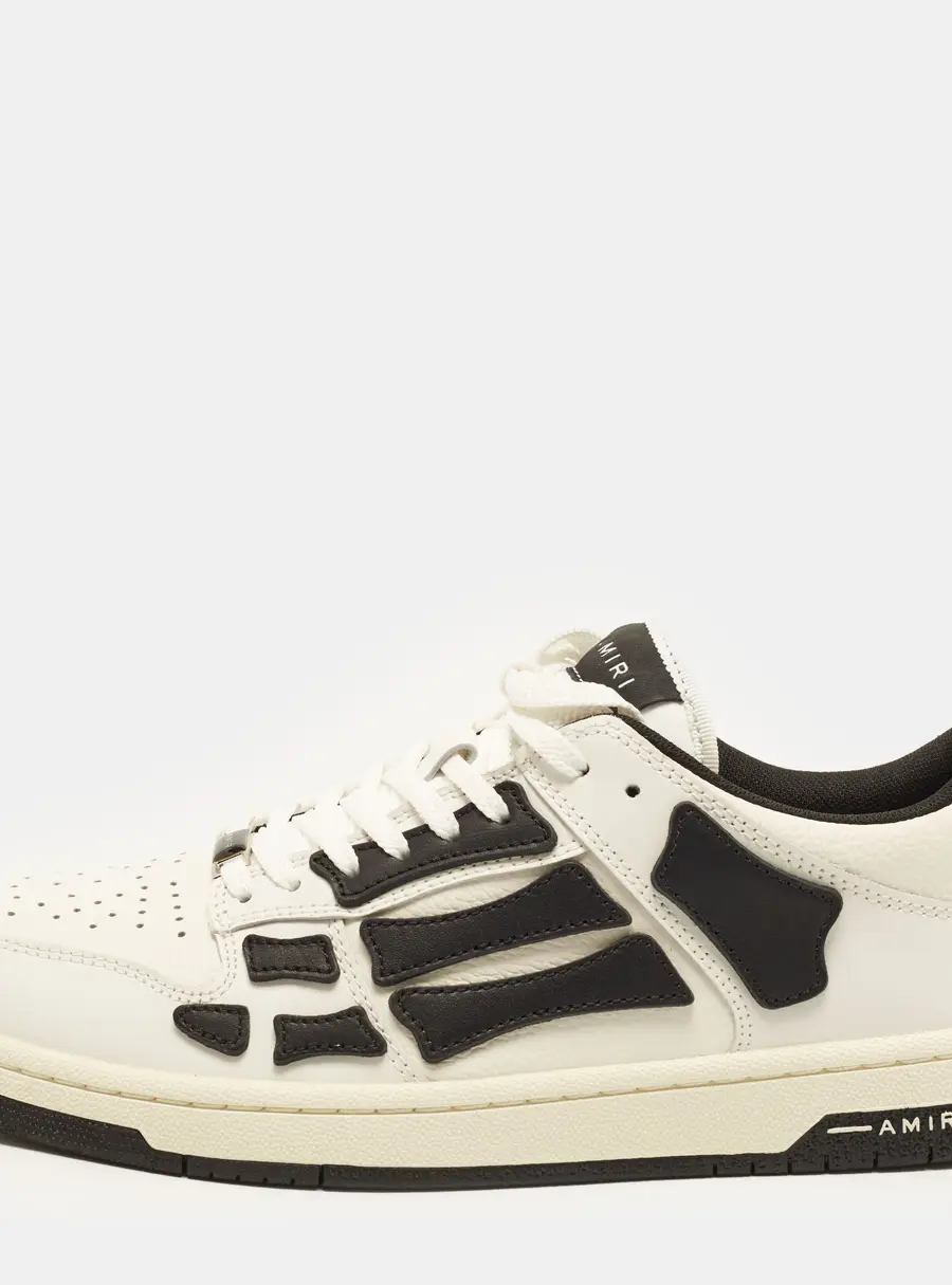 Amiri Skel Size 43 White/Black Leather Low Top Sneakers