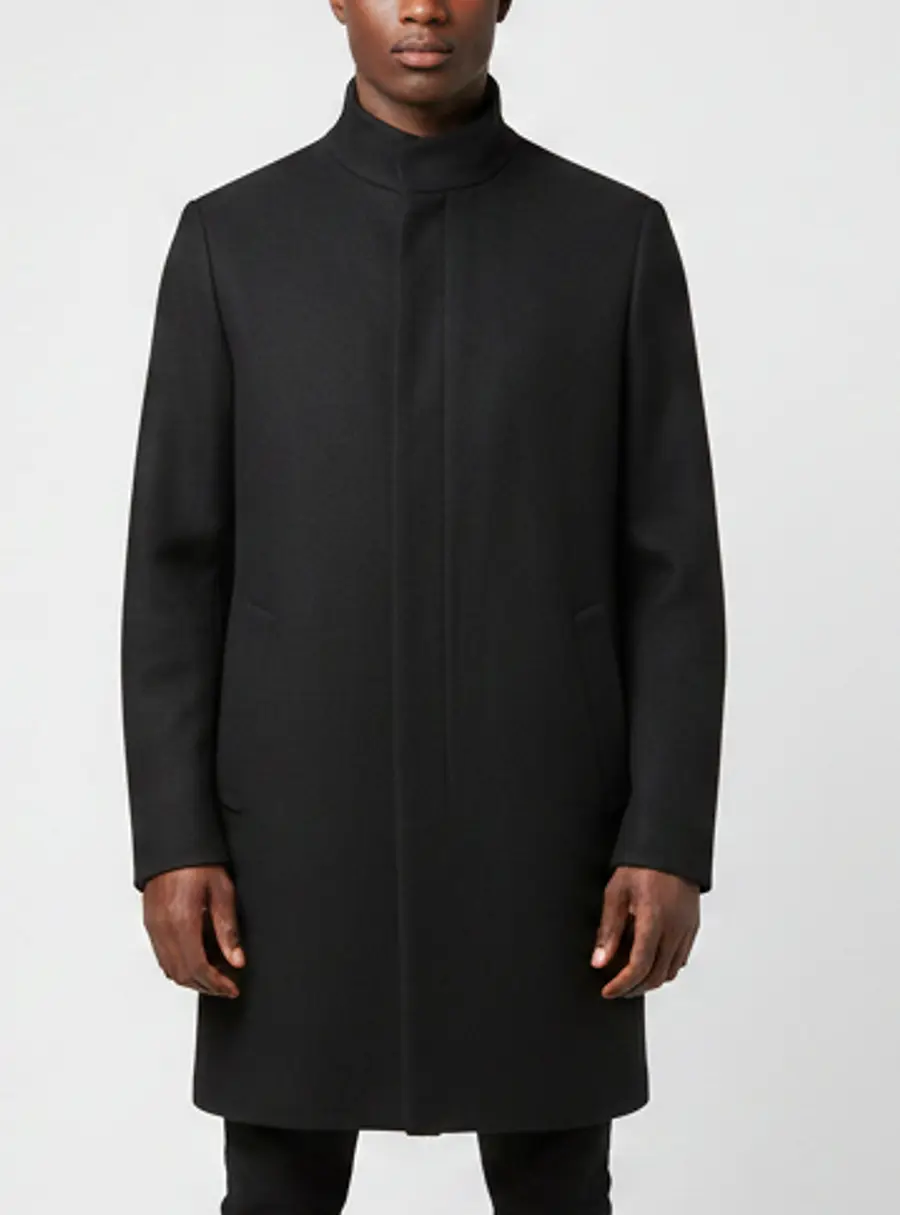 Armani Collezioni Black Wool Blend Single Breasted Coat M