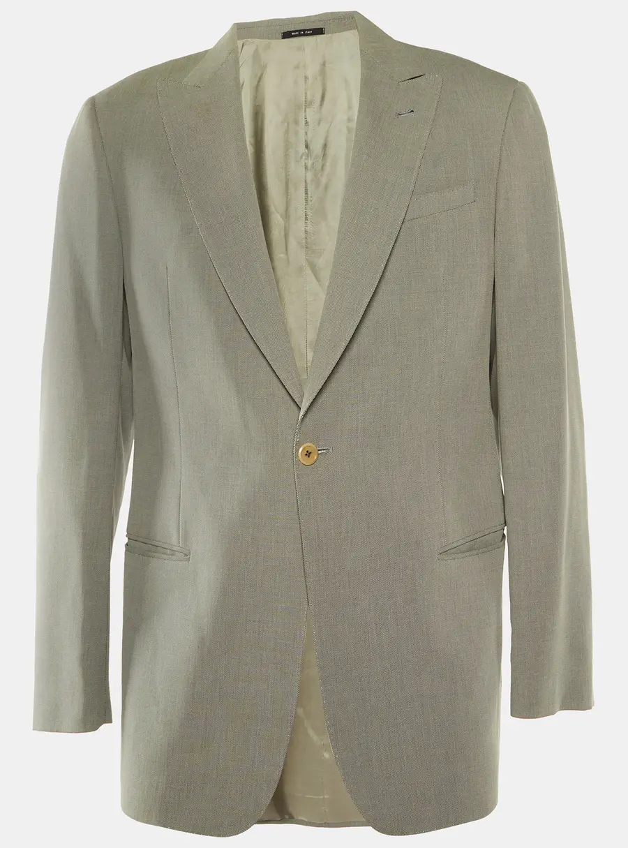 Armani Collezioni Grey Cotton Blend Regular Fit Blazer L