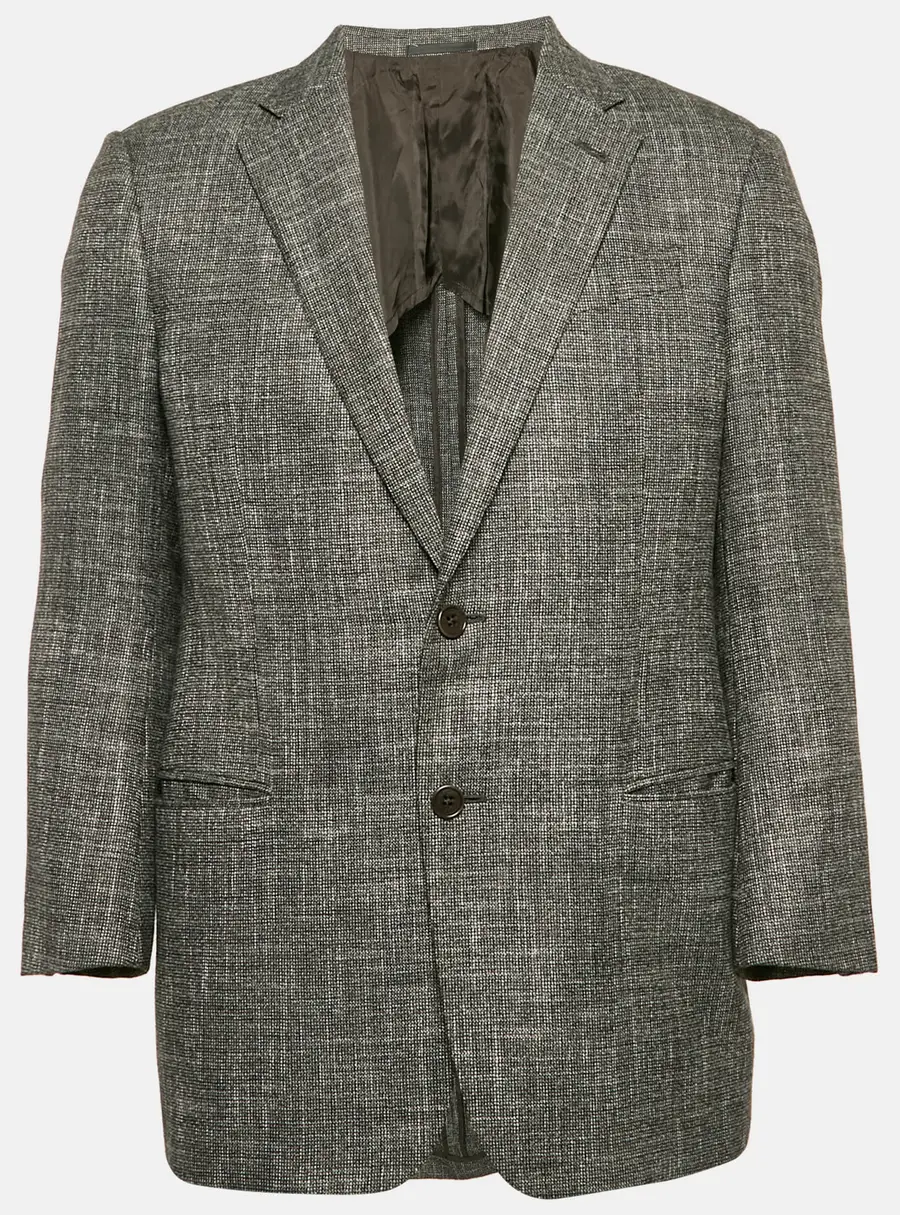 Armani Collezioni Grey Cotton Blend Regular Fit Blazer L