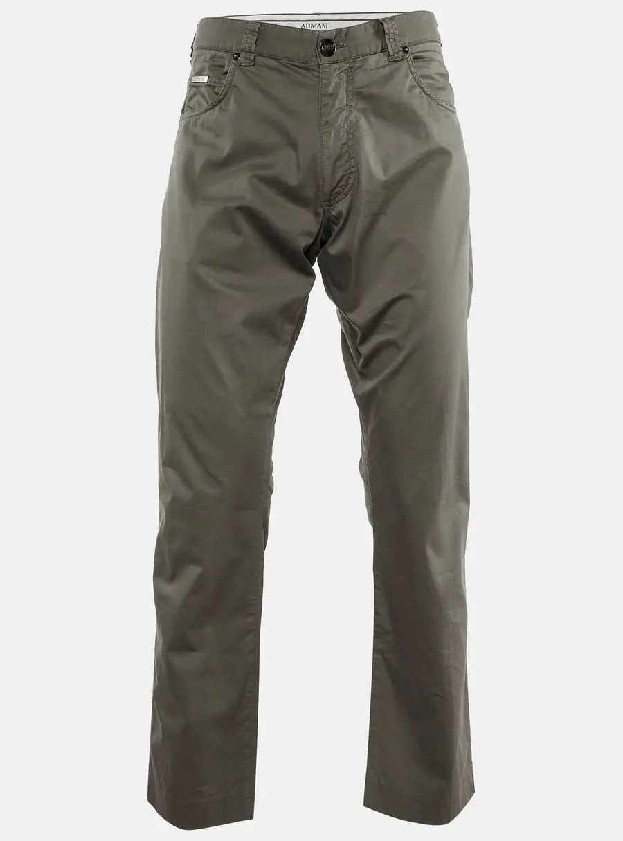 Armani Collezioni Grey Cotton Regular Fit Pants L/Waist 34"