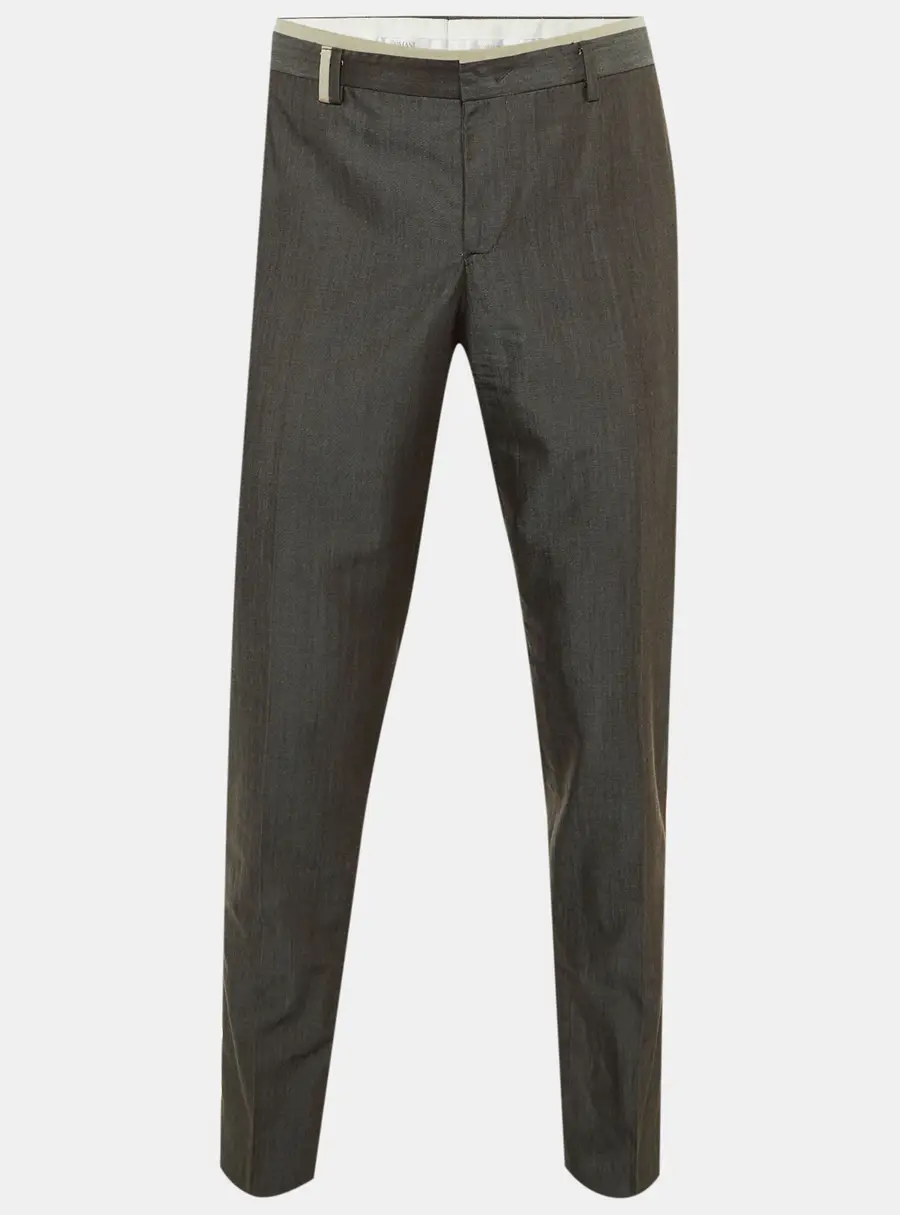 Armani Collezioni Grey Wool Regular Fit Pants XL