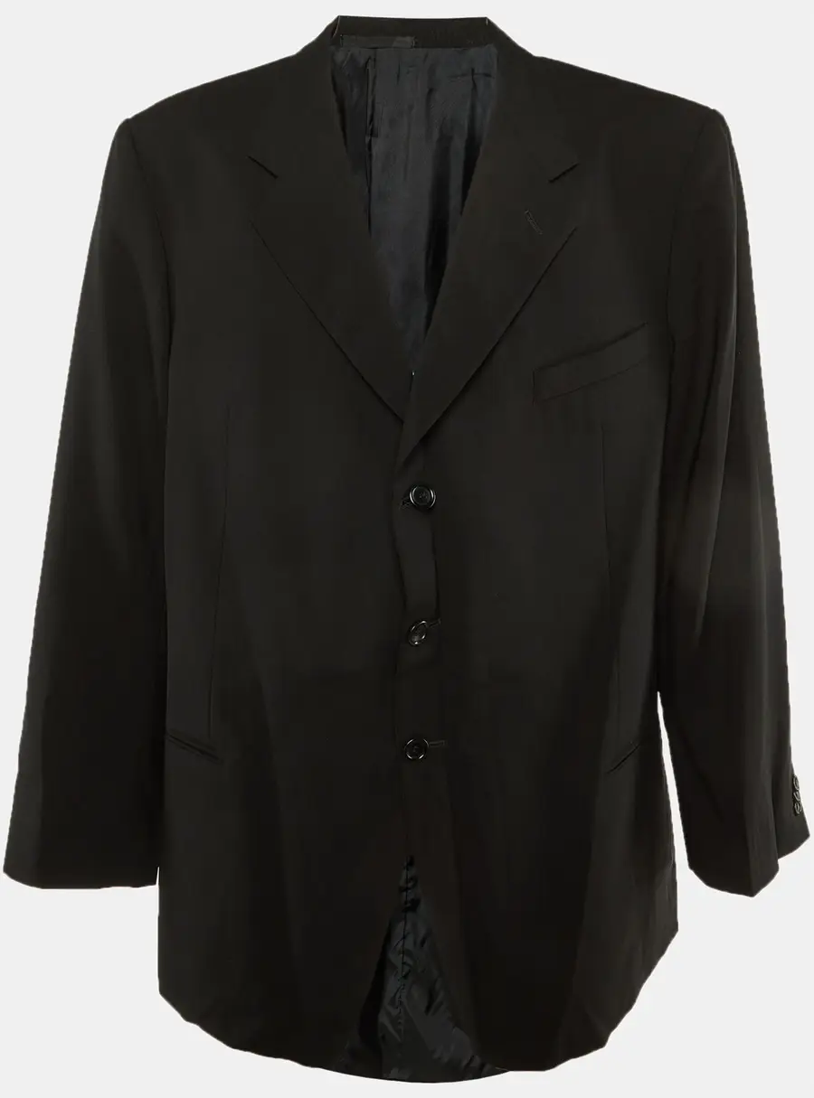 Armani Collezioni Black Wool Single Breasted Blazer 4XL
